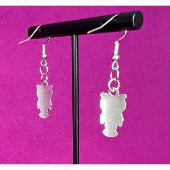 Handmade Silver Dangly Feathered Owl Earrings - Picture 3 of 3
